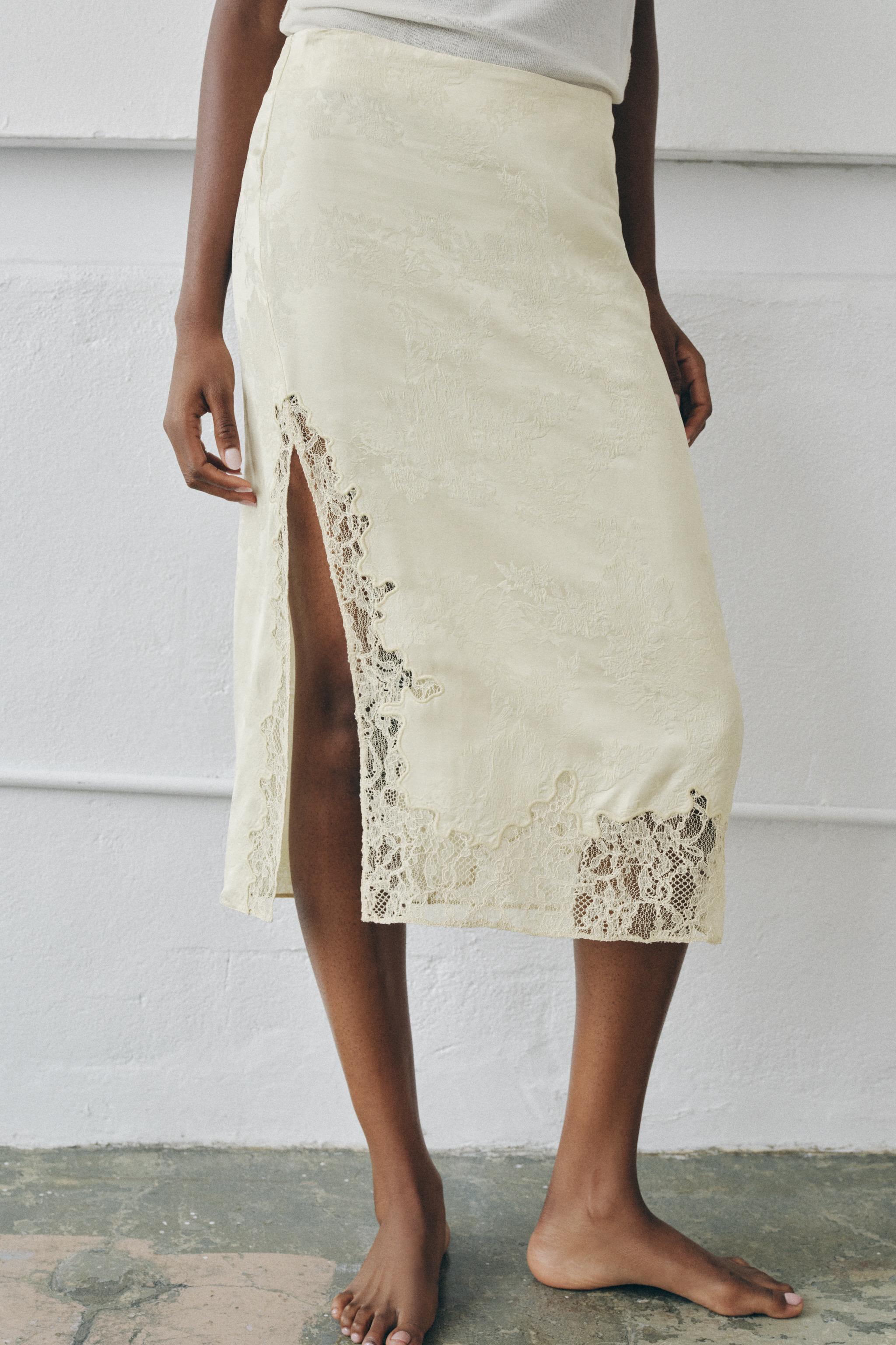 LACE JACQUARD MIDI SKIRT